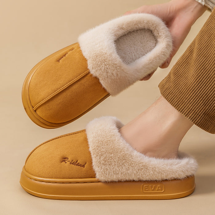 Pantuflas de invierno cálidas y acogedoras para parejas, suaves y antideslizantes, para interiores, de algodón, para el hogar, para mujer y hombre