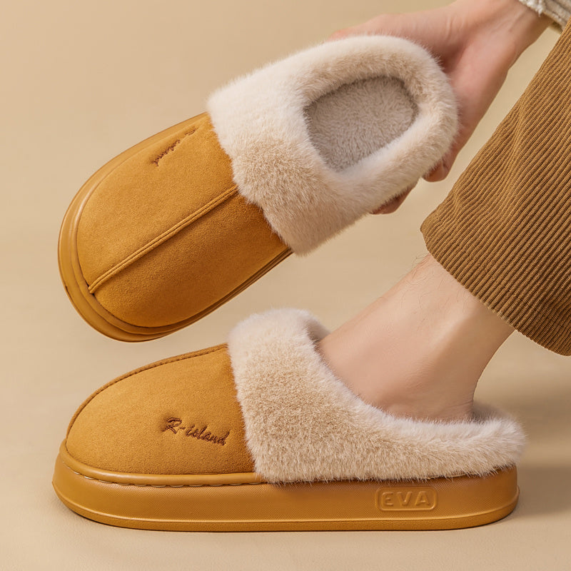Pantuflas de invierno cálidas y acogedoras para parejas, suaves y antideslizantes, para interiores, de algodón, para el hogar, para mujer y hombre