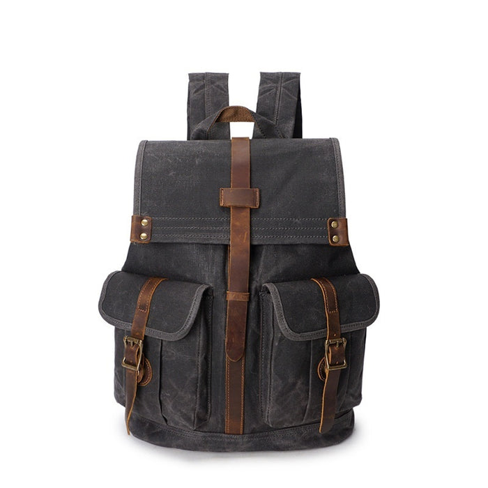 Sac à dos de voyage vintage en toile cirée huilée pour homme