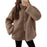 Winter Lapel Zip-up Coat With Pockets Casual Fashion Solid Fleece Jacket Fall Spring Long Sleeve Women's Clothing