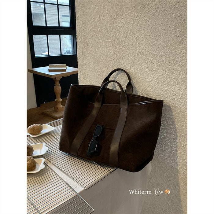 Sac fourre-tout vintage en daim grande capacité