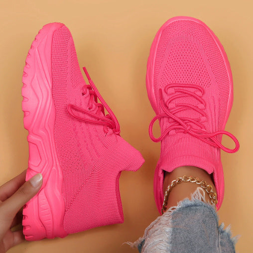 Zapatos deportivos de talla grande para mujer, transpirables, tejidos y cómodos.