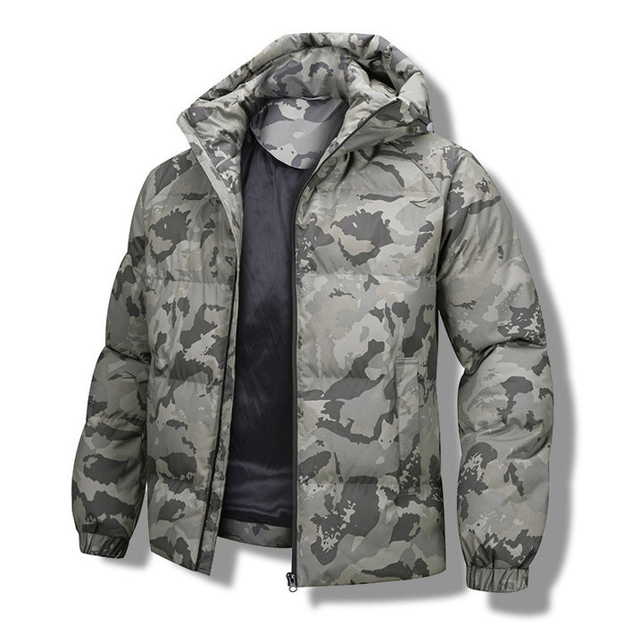Chaqueta de camuflaje con capucha para hombre, impermeable, gruesa y cálida, acolchada de algodón.