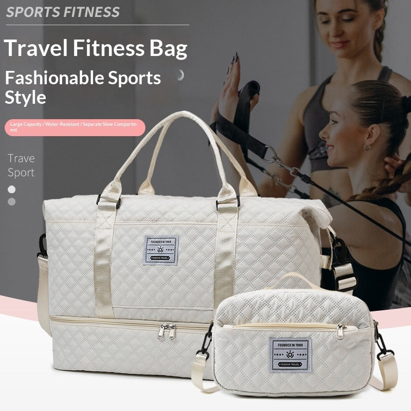 Sac de Voyage Fourre-tout Matelassé Brodé Grande Capacité avec Poignée