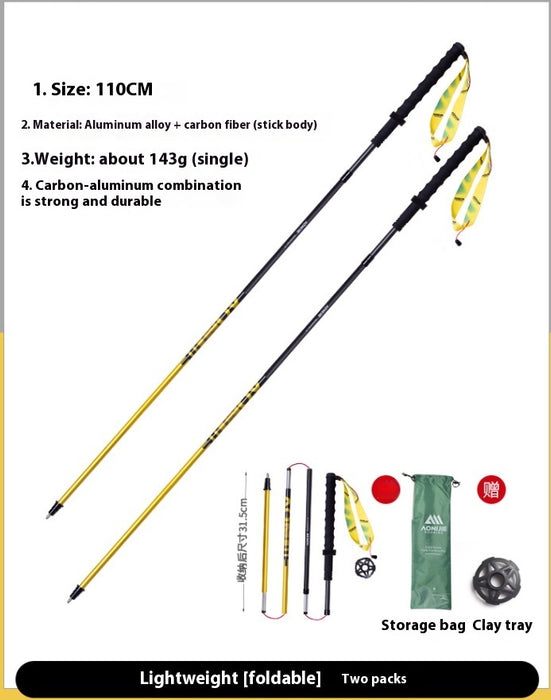 Carbon Trekking Pole Folding Carbon Fiber Off-road Cane