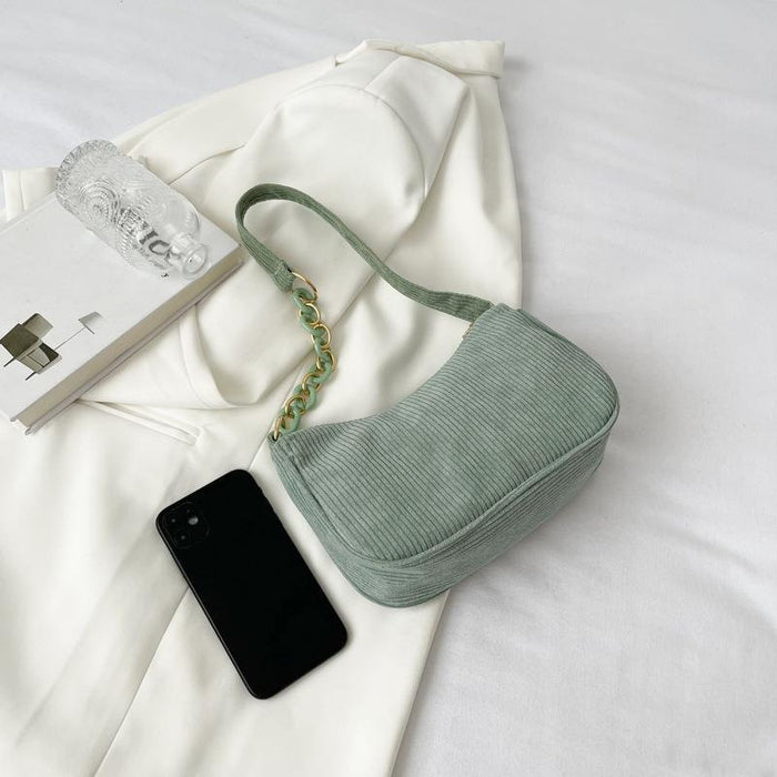 Artistic Fabric Bag Minimalist Casual Corduroy Single-shoulder Bag For Women