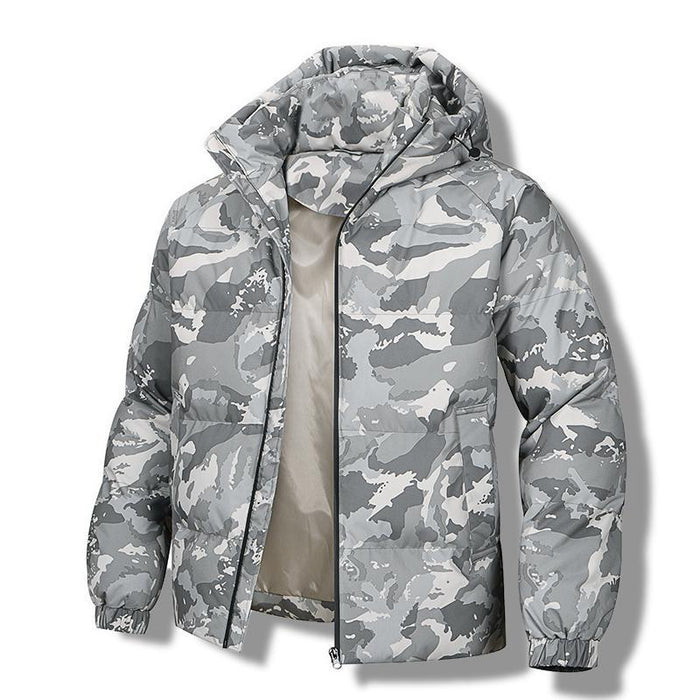 Chaqueta de camuflaje con capucha para hombre, impermeable, gruesa y cálida, acolchada de algodón.