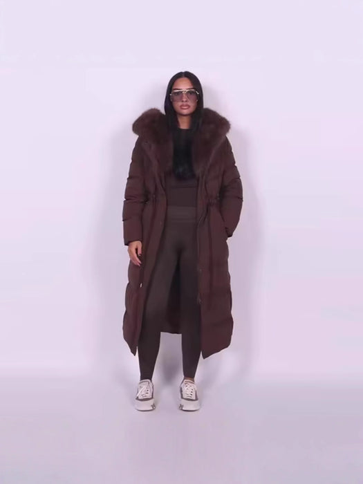 Womens Stylish Warm Coat With A Fur Collar