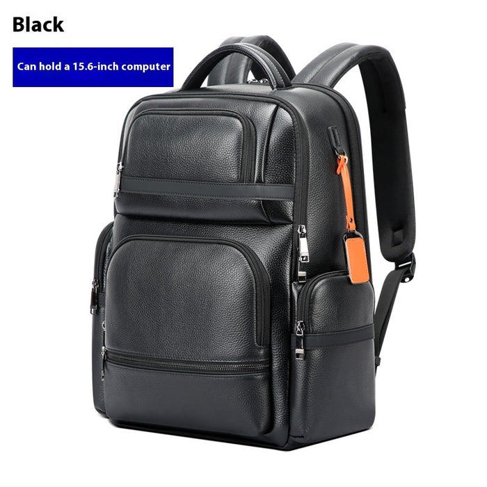 Business Leather Men's Backpack Large Capacity Computer Bag