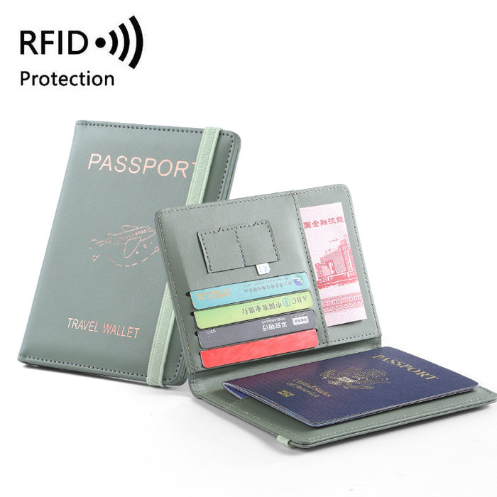 Pochette pour passeport en cuir PU avec RFID, plusieurs emplacements pour cartes et porte-certificats multifonctionnel