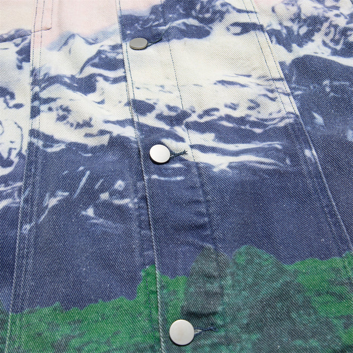 Men's Loose Casual Full Print Landscape Snow Mountain Pattern Jacket