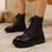 Women's Lace Up Round Toe Platform Leather Martin Boots