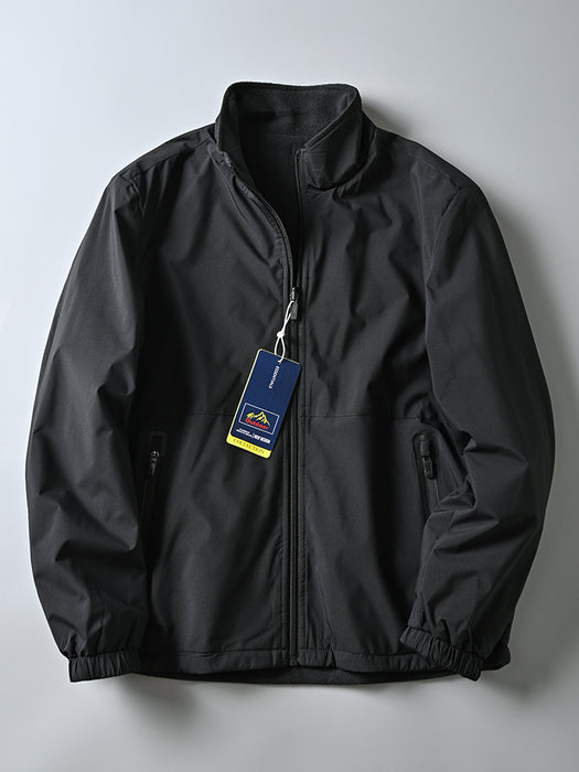 Veste coupe-vent imperméable en velours chaud à col montant pour homme