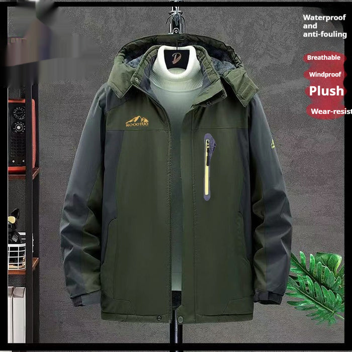 Chaqueta impermeable y cortavientos de terciopelo grueso para hombre