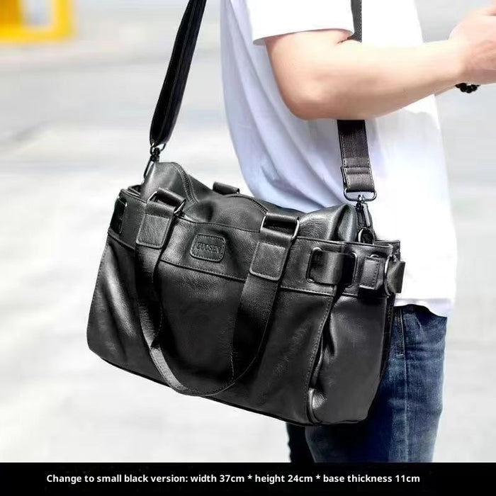 Bolso de mano para hombre, de piel, informal, de gran capacidad, para viaje y hombro.