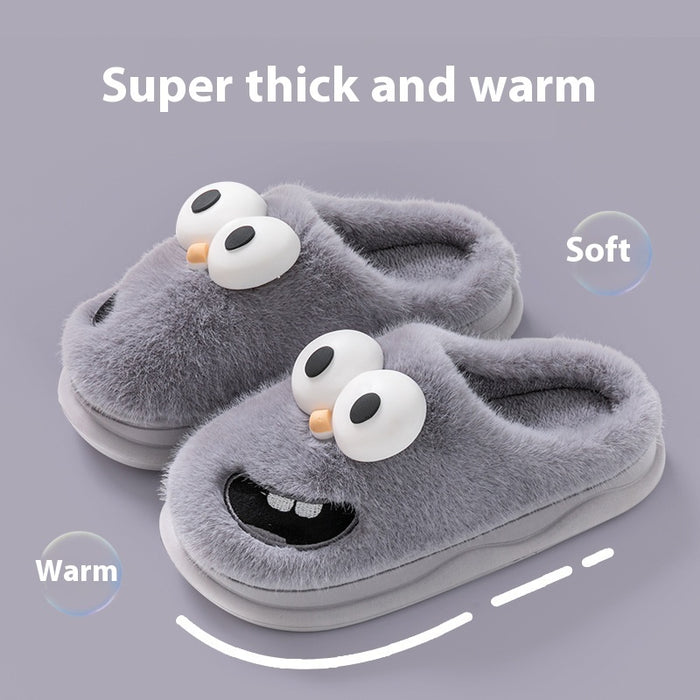 Female Warm Indoor Cartoon Big Eye Dog Cotton Slippers