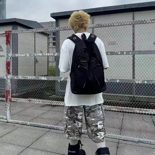 Sac à dos tactique noir en nylon multipoches grande capacité