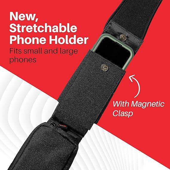 Bolso bandolera táctico con 3 bolsillos para pasaporte, identificación para teléfono móvil