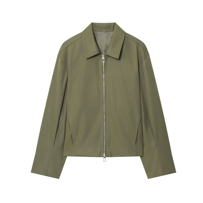 Veste de baseball zippée à manches longues et col à revers de style européen et américain