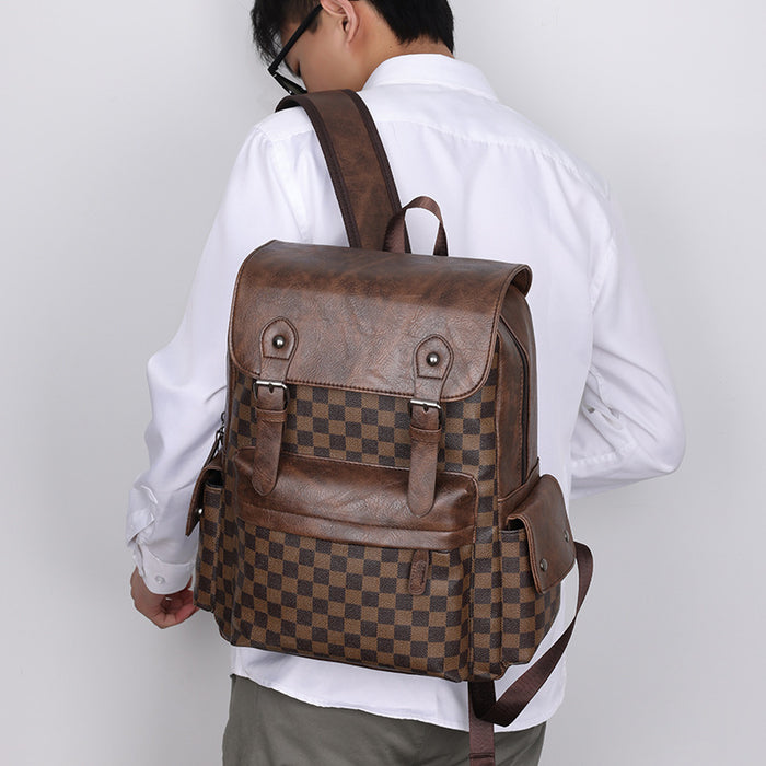 Large Capacity Travel Leisure Plaid Backpack