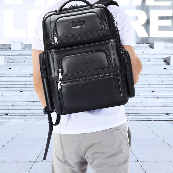 Sac à dos de ville pour homme en cuir véritable, première couche de cuir de vachette