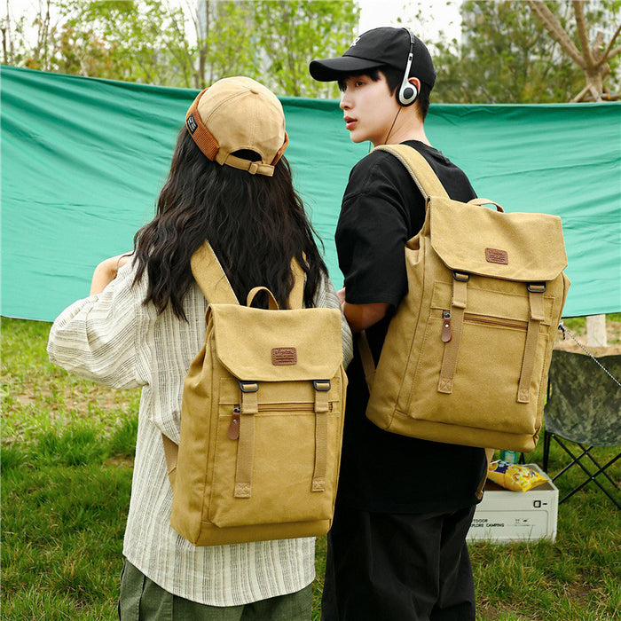 Sac à dos de voyage en toile lavée, style décontracté, grande capacité