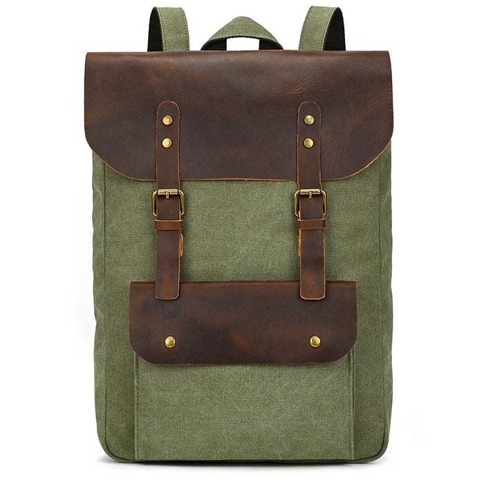 New Canvas Leather Large Capacity Backpack