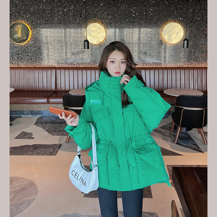 Winter Waist-tight Profile Down Jacket Mid-length Hooded Fashion Thickened White Duck