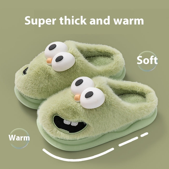 Female Warm Indoor Cartoon Big Eye Dog Cotton Slippers