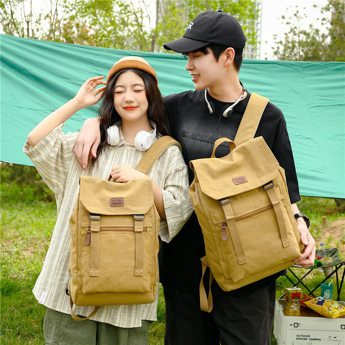Sac à dos de voyage en toile lavée, style décontracté, grande capacité