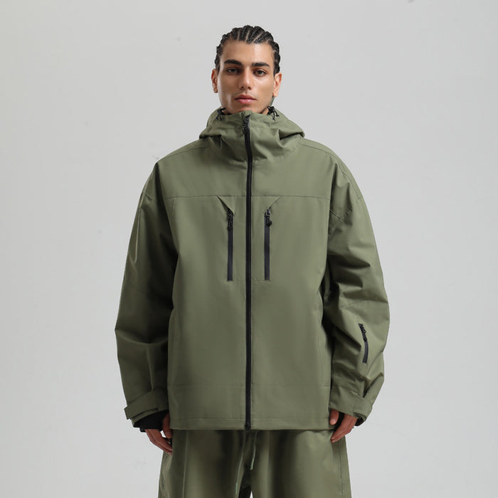 Chaqueta de esquí impermeable, transpirable y holgada con cremallera para hombre