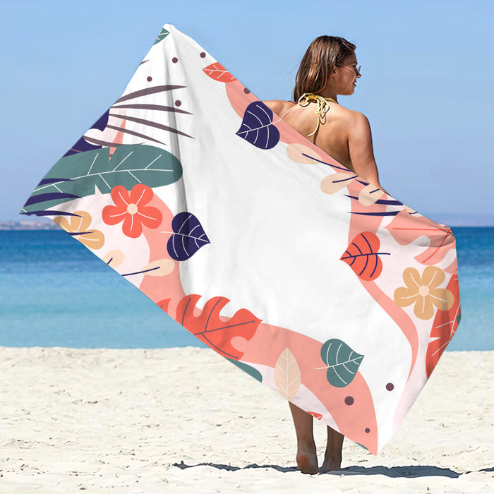 Châle de plage d'été en microfibre imprimée à séchage rapide, protection solaire, serviette de bain double face en velours