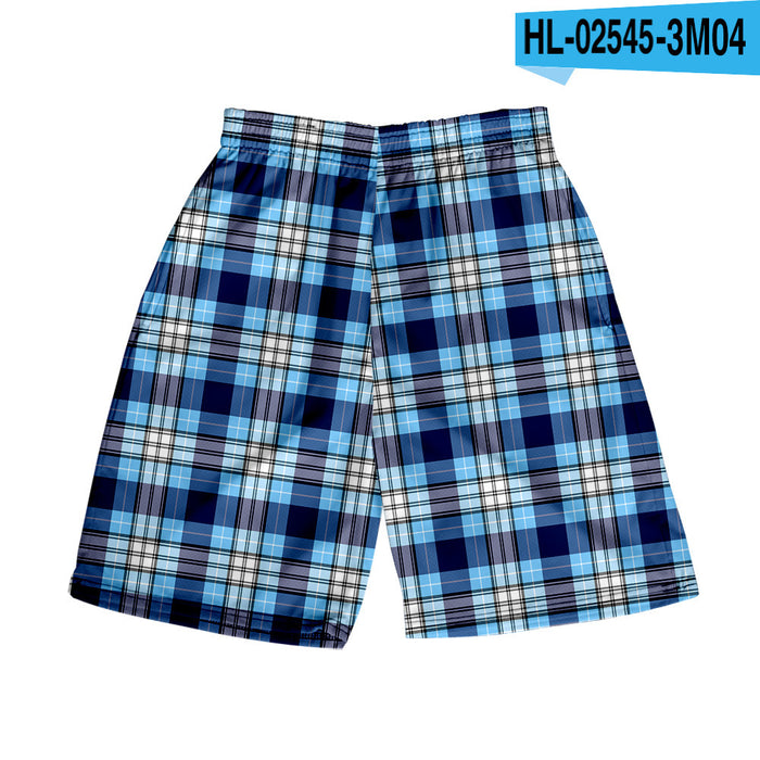 Men's Plaid Shorts Casual Beach Pants