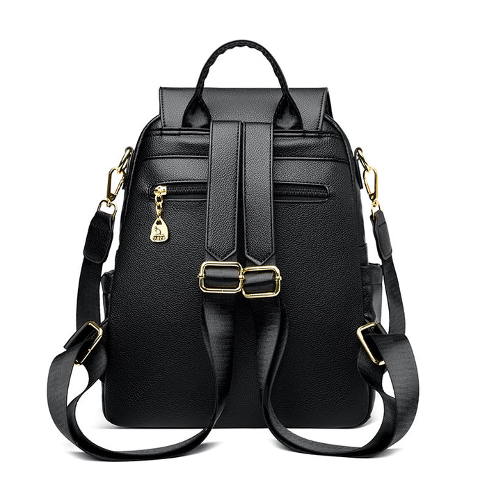 New Genuine Leather With Pendant High-value Female Student Travel Backpack