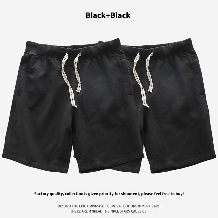 Loose Outer Wear Khaki Solid Color Casual Men's Shorts