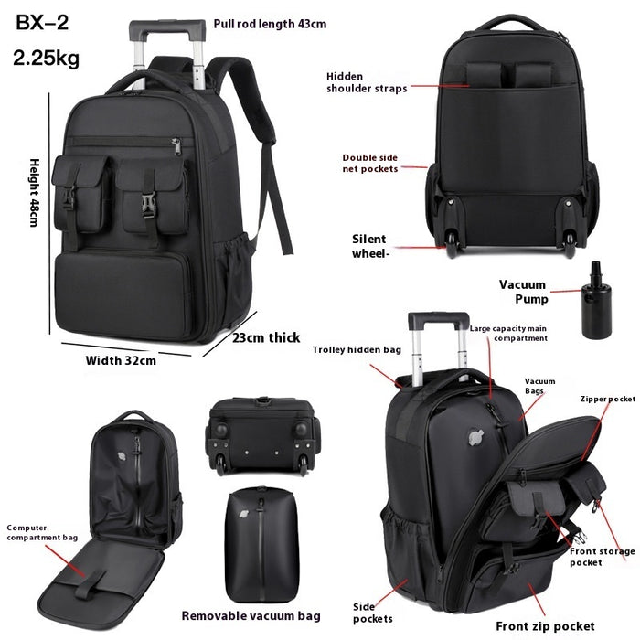 Airbag Multifunctional Expandable Trolley Backpack Men