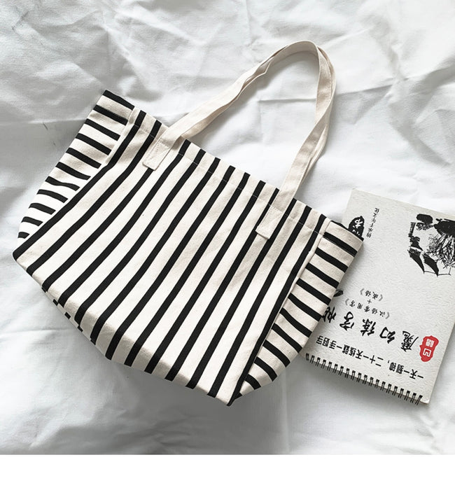 Sac en toile rayé pour femmes, sac à bandoulière grande capacité, pour étudiantes