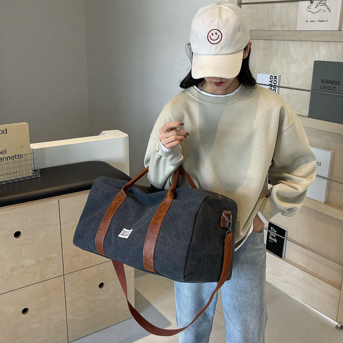 Short Distance Folding One-shoulder Canvas Portable Crossbody Travel Big Bag