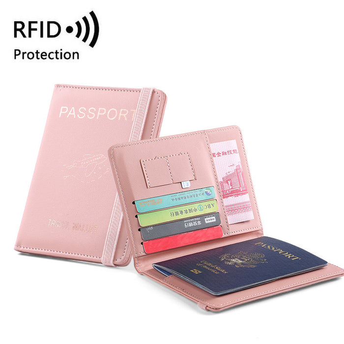 Pochette pour passeport en cuir PU avec RFID, plusieurs emplacements pour cartes et porte-certificats multifonctionnel