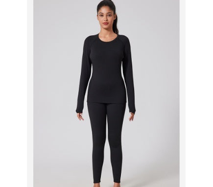 Autumn And Winter New Fleece-lined Thermal Underwear Set For Women