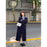 Navy Blue Womens Structured Wool Coat With A Refined Shoulder-Enhancing Design