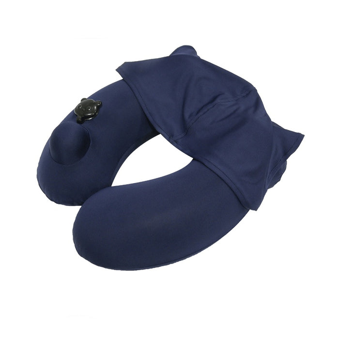 Almohada inflable portátil con capucha en forma de U para viajes para hombres y mujeres