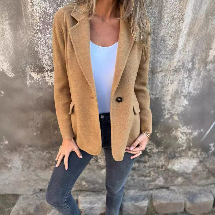 Blazer court à revers boutonné Ins - Veste d'hiver tendance pour femme