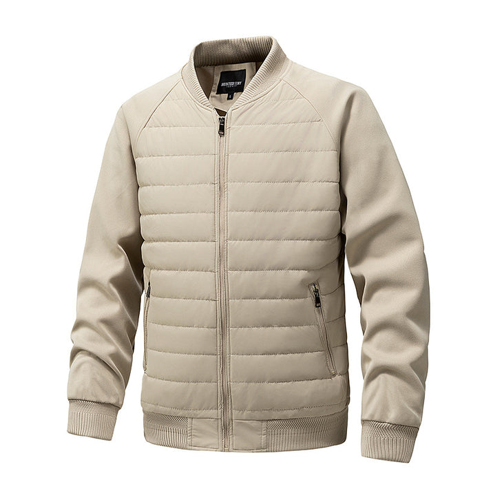 Baseball Collar Color-blocked Cotton-padded Jacket For Men