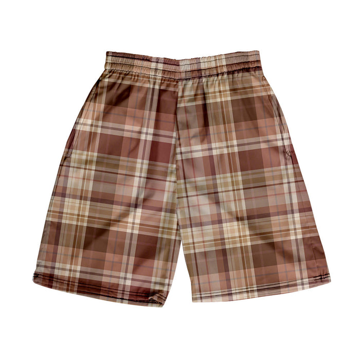 Men's Plaid Shorts Casual Beach Pants