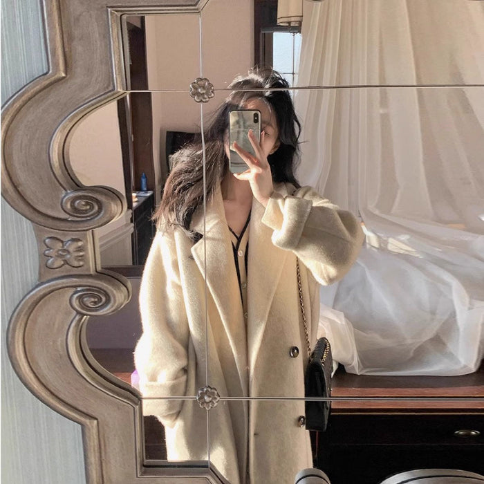 Womens Stylish Mid-length Slimming Wool Coat