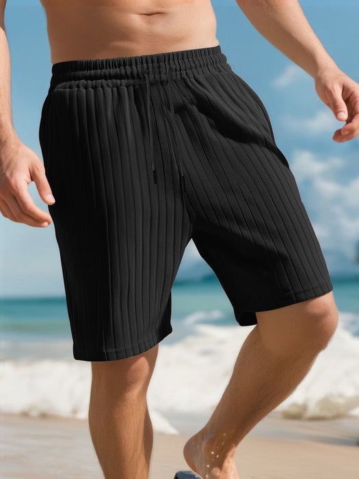 Short de sport à lacets multi-poches pour homme, pantalon de plage rayé