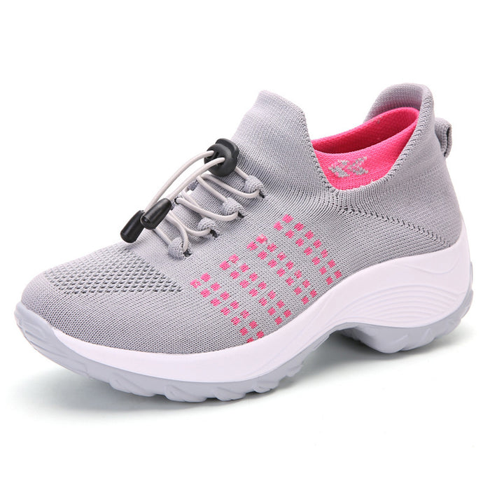 Chaussures de sport pour femmes grandes tailles, chaussettes de sport respirantes et élastiques tissées, style chaussettes de sport tissées.
