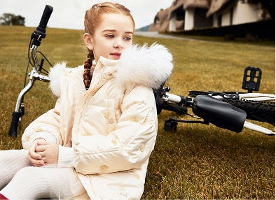 Doudoune mi-longue épaisse coréenne à grand col en fourrure pour enfant