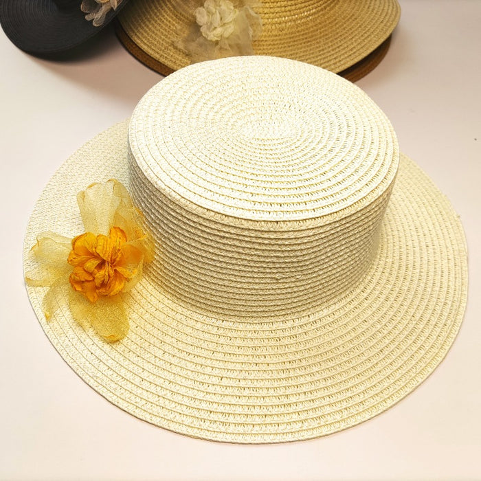 Flat Top Women's Beach Raffia Sun Hat